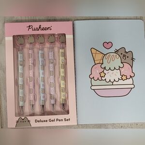Pusheen Bundle 5 Set Deluxe Gel Pens and Notebook Lined 80 Pages - New